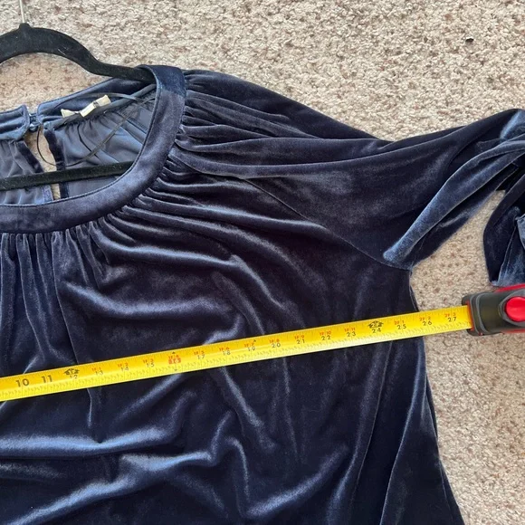 Umgee Velvet Navy Blue Blouse  Peasant‎ Drape Lagenlook Boho Hipster Flowy Large - Picture 12 of 13